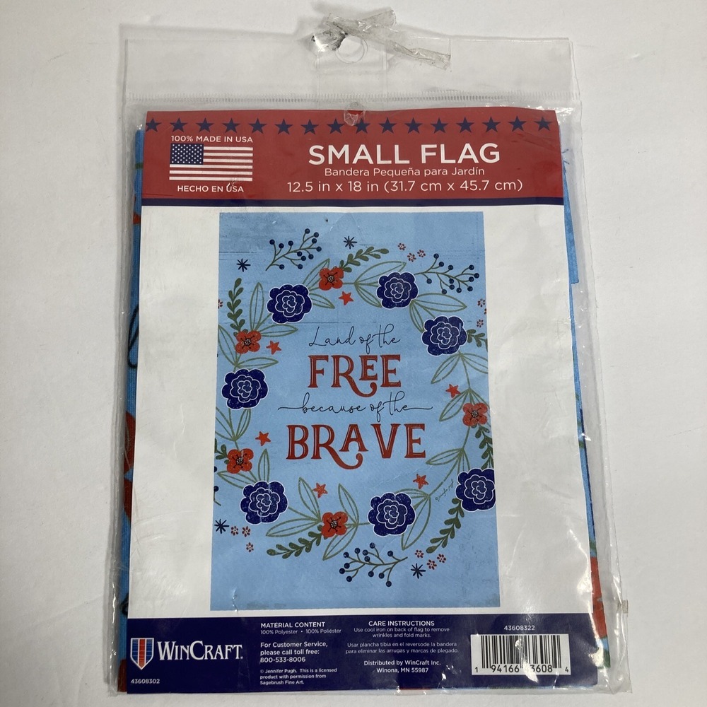 WinCraft Garden Flag‎ Small Blue Patriotic Land of the Free Floral 12.5x18